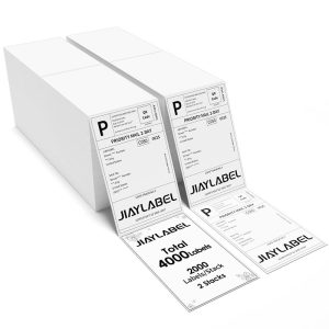 4x6 Thermal Shipping Label for Direct Thermal Label Printer White 2000 Labels/Stack,2 Stacks, Total 4000PCS