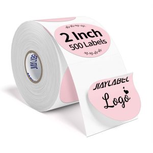 2 Inch Thermal Label Circle Printable Colored Dot Stickers Round , 500Labels/Roll Pink