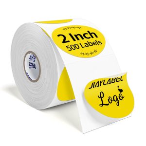 2 Inch Thermal Label Circle Printable Colored Dot Stickers  Round, 500Labels/Roll Yellow