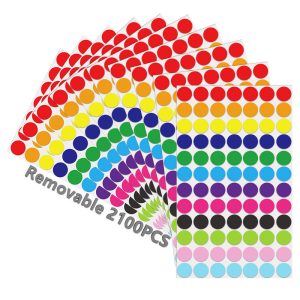 3/4" Color Dot Stickers Removable Adhesive Markers Label, 25 Sheets 2100PCS