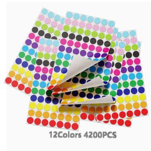 3/4” Color Dot Stickers Markers Labels, Permanent Adhesive Dot 50Sheets Total 4200PCS 12 Colors