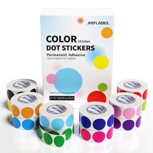 3/4” Color Dot Stickers Markers Labels, Permanent Adhesive Dot 12 Rolls 6000PCS 12 Colors