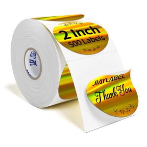 2 Inch Round Vinyl Holographic Gold Color Thermal Label,500Pcs/Roll